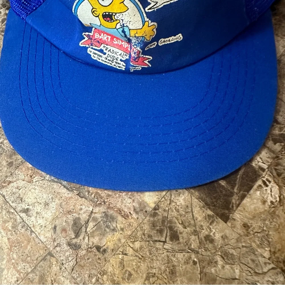 Vintage The Simpsons Bart Blue SnapBack Baseball Trucker Hat One Size